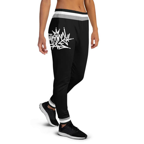 Women's Graffiti Joggers B&W Stykonz Crown Central - Stykonz Graffiti Streetwear