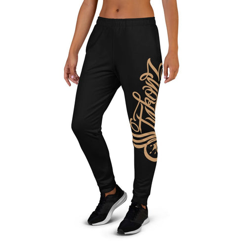 Women's Graffiti Joggers Gold on Black Scriptkonz - Stykonz Graffiti Streetwear