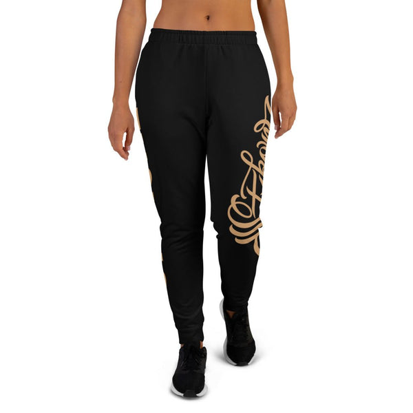 Women's Graffiti Joggers Gold on Black Scriptkonz - Stykonz Graffiti Streetwear