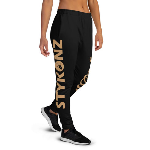 Women's Graffiti Joggers Gold on Black Scriptkonz - Stykonz Graffiti Streetwear
