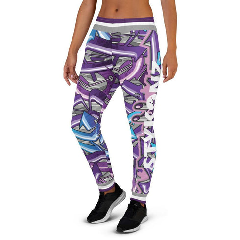 Women's Graffiti Joggers Stykonz Purple Wildstyle - Stykonz Graffiti Streetwear