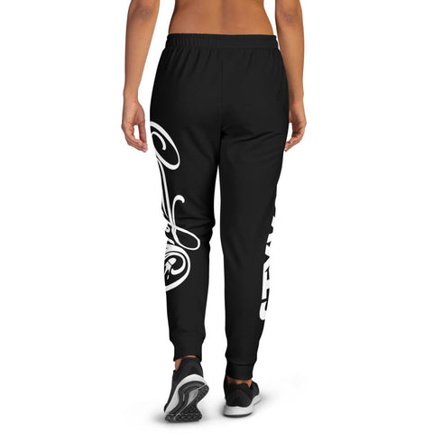 Women's Graffiti Joggers White on Black Scriptkonz - Stykonz Graffiti Streetwear