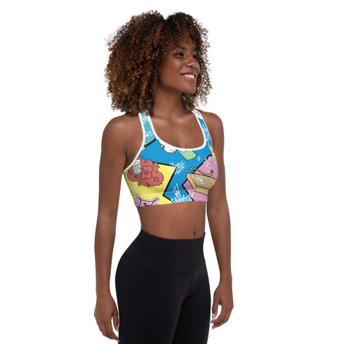 Women's Graffiti Padded Sports Bra 90's Elements Throw Ups and Tags - Stykonz Graffiti Streetwear