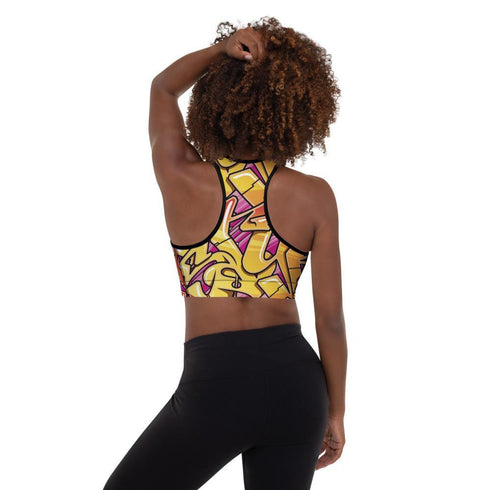 Women's Graffiti Padded Sports Bra Sundown NY Wildstyle - Stykonz Graffiti Streetwear