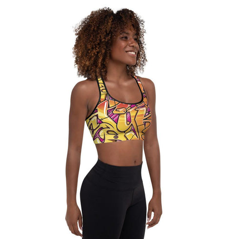 Women's Graffiti Padded Sports Bra Sundown NY Wildstyle - Stykonz Graffiti Streetwear