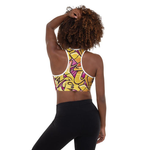 Women's Graffiti Padded Sports Bra Sundown NY Wildstyle - Stykonz Graffiti Streetwear