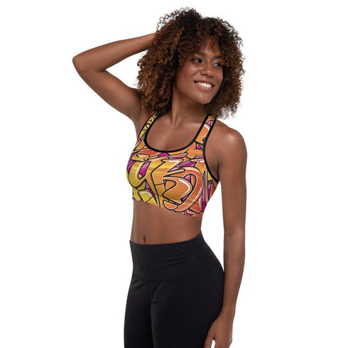 Women's Graffiti Padded Sports Bra Sundown NY Wildstyle - Stykonz Graffiti Streetwear