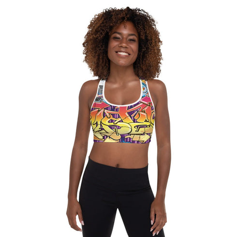 Women's Graffiti Padded Sports Bra The Train Master NY Wildstyle - Stykonz Graffiti Streetwear