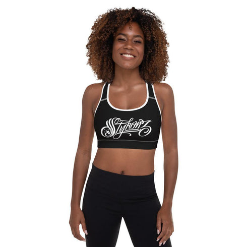Women's Graffiti Padded Sports Bra White Scriptkonz - Stykonz Graffiti Streetwear