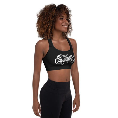 Women's Graffiti Padded Sports Bra White Scriptkonz - Stykonz Graffiti Streetwear