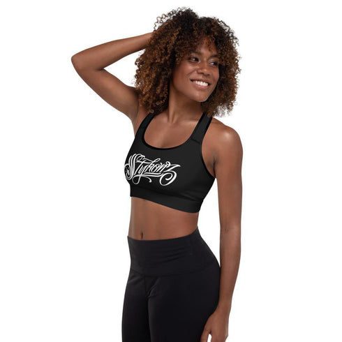 Women's Graffiti Padded Sports Bra White Scriptkonz - Stykonz Graffiti Streetwear