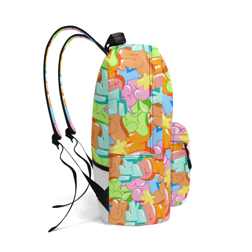 candy leather backpack Graffiti Backpack 17 Inch Twill Leather feat Candy